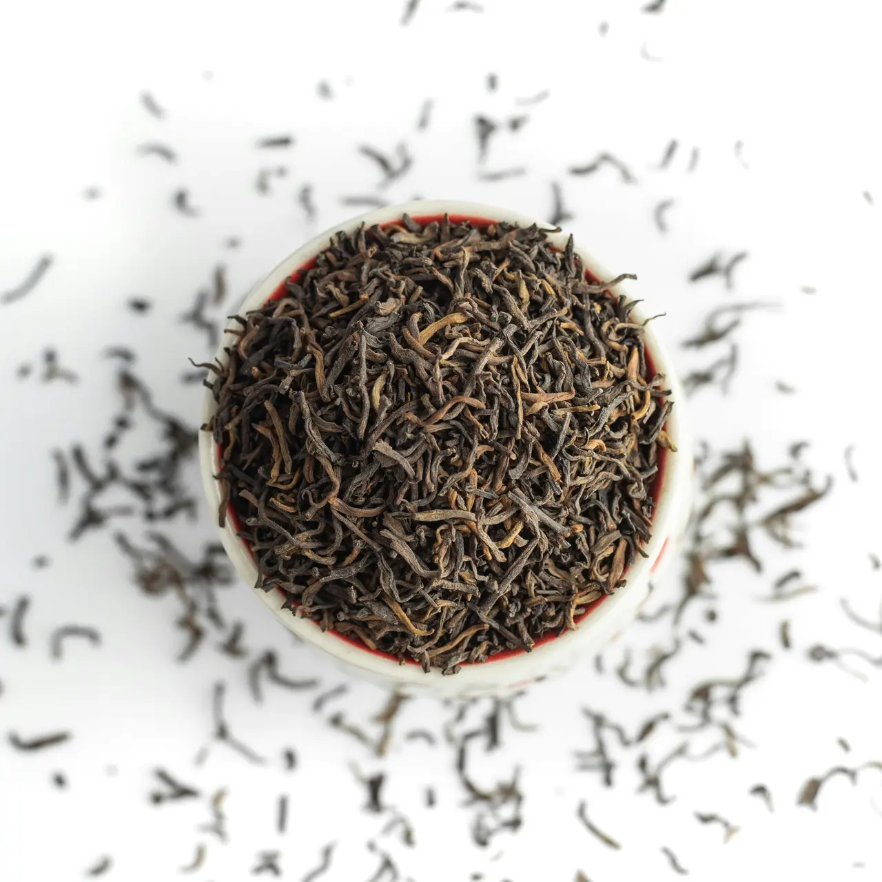 Tea leaves being sorted at a processing facility